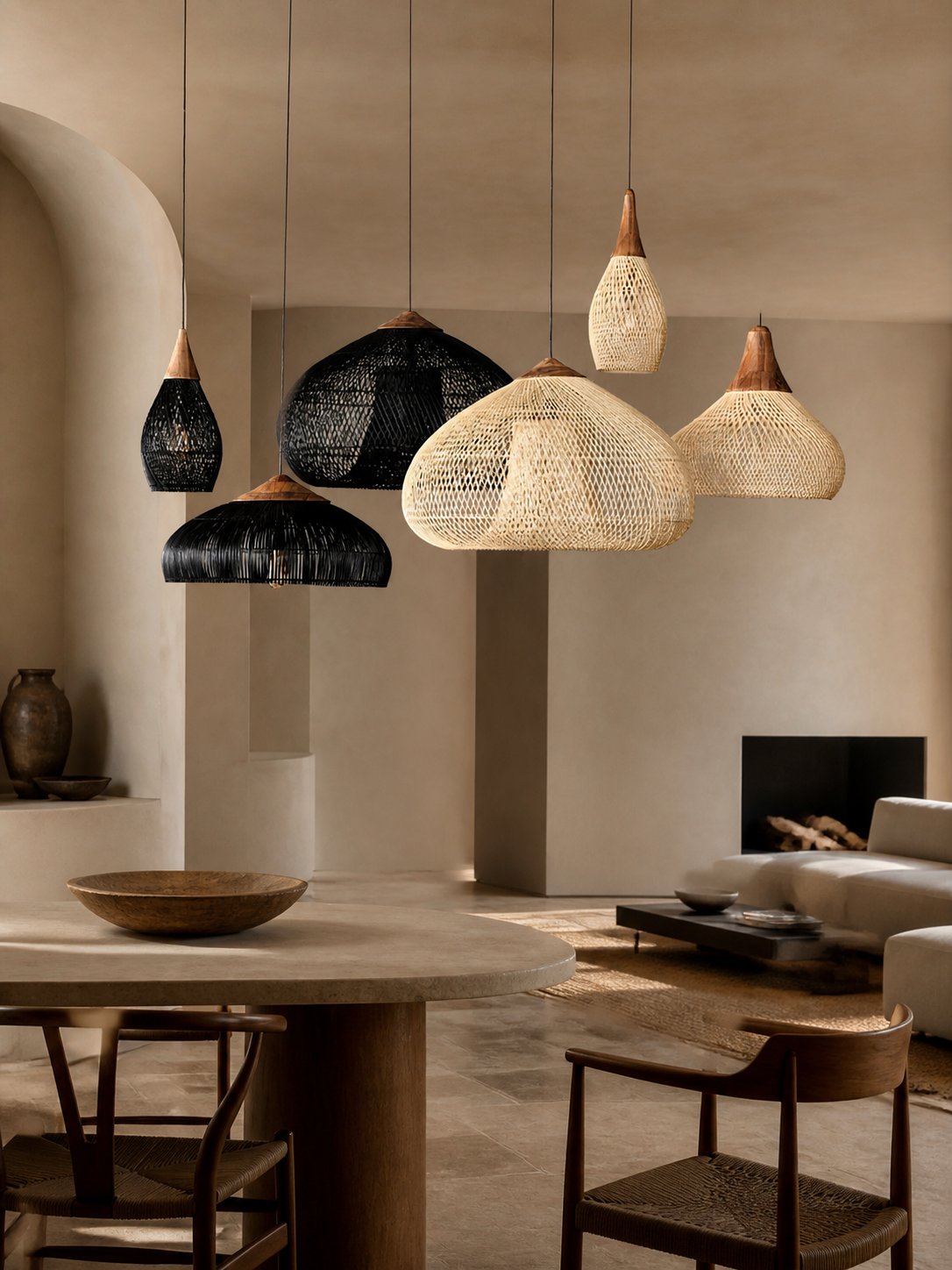 Harp Braided Rattan Pendant Lamp