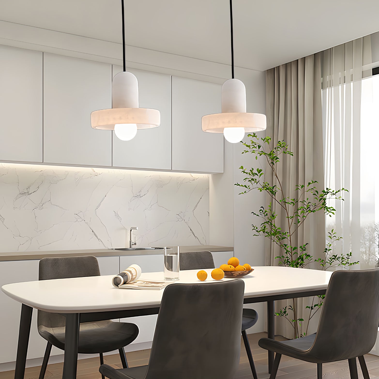 Elegant Creative White Alabaster Pendant Light