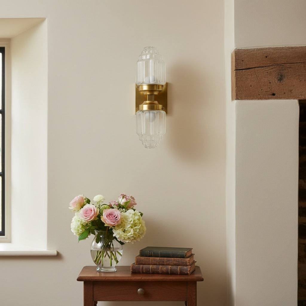 Tierlux Glass Art Deco Wall Sconce - Glass Frosted Globes with Skyscraper Globe