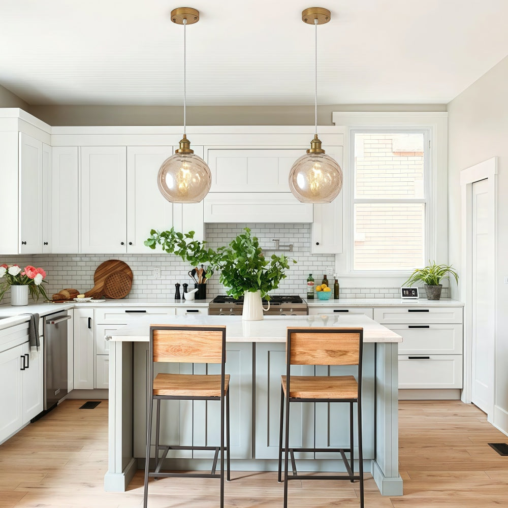 Single Hammered Glass Globe Pendant Light