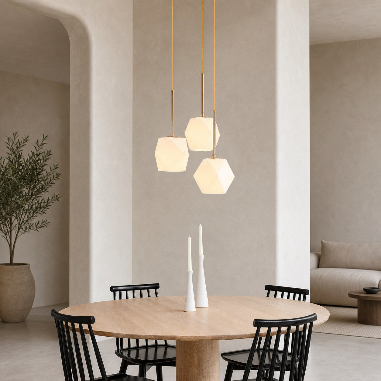 Talvior Sculptural Lighting - 3-Light Faceted Chandelier in Versatile Finishes | Explore Collection
