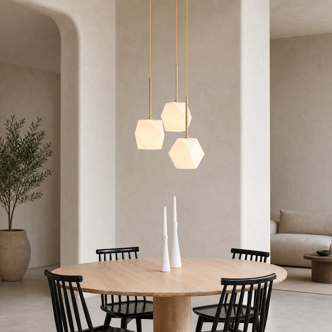 Talvior Sculptural Lighting - 3-Light Faceted Chandelier in Versatile Finishes | Explore Collection