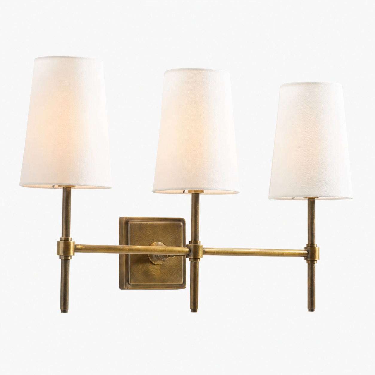 Derlina White Linen Shades Wall Lamp – Retro Metal Multi-Head Lighting Fixture