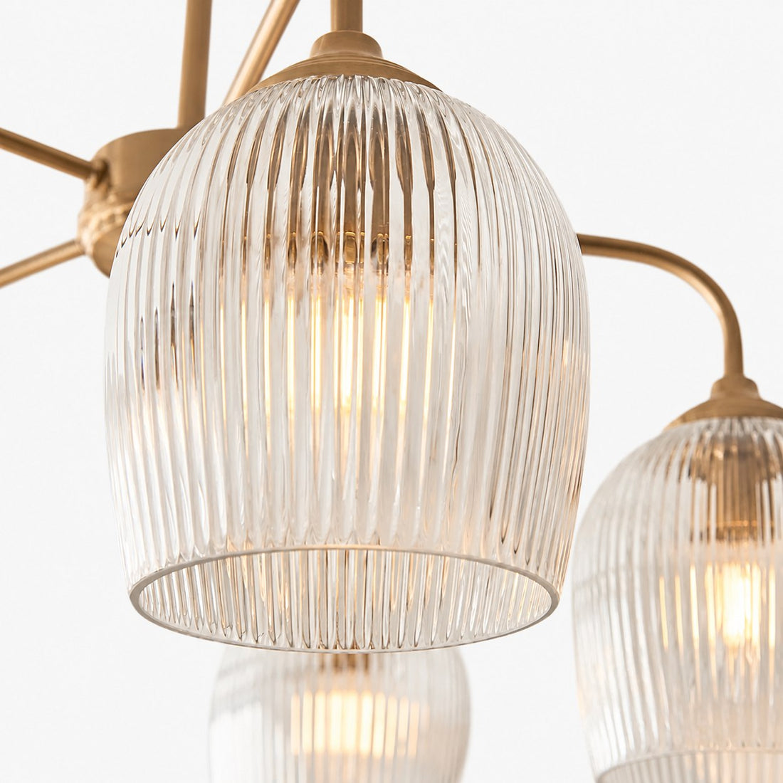 Brazara Multi-Light Glass Shade Pendant Lamp – Curved Metal Arms for Modern Homes