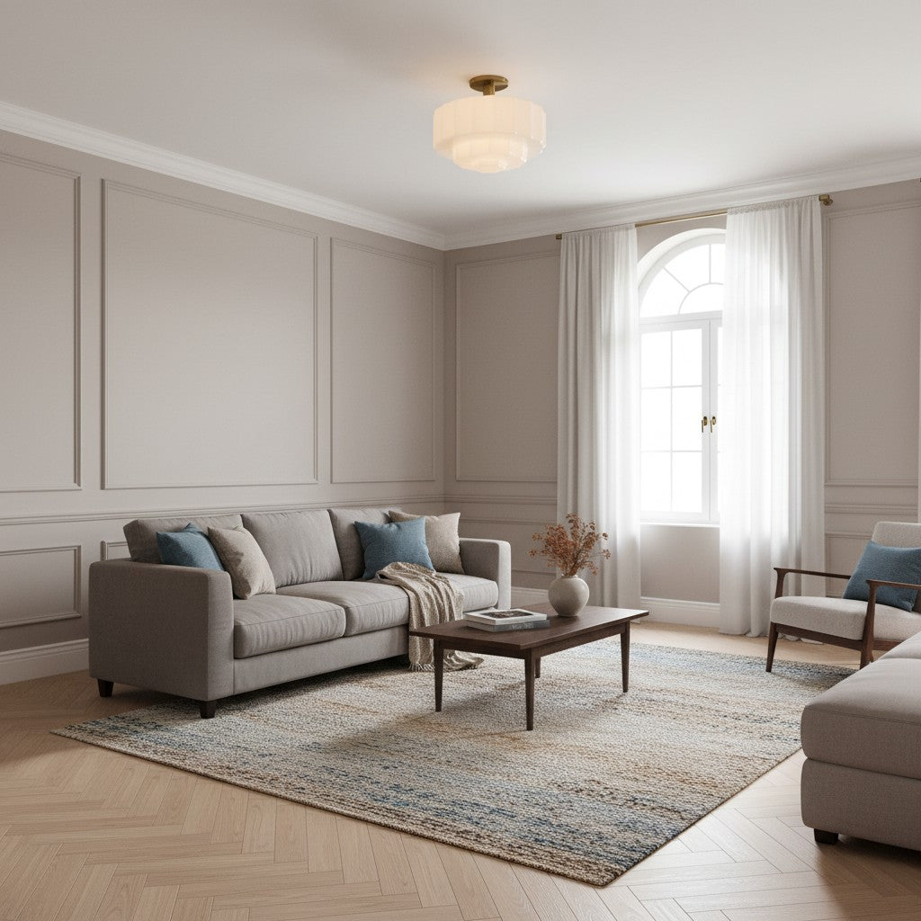 Vexrona Tiered Glass Shade Flush Mount – Contemporary Lighting for Bedrooms and Hallways