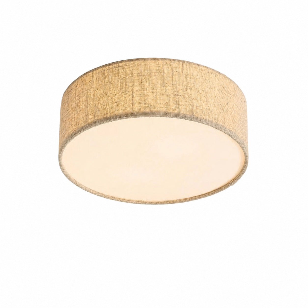 Dumora Linen Drum Ceiling Light - Flush Mount Iron Fixture with Fabric Shade