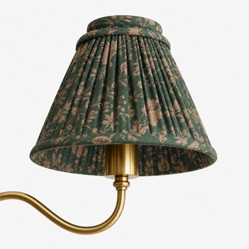 Solmire Rustic Chandelier - Wood and Metal Floral Fabric Shades for Living Room