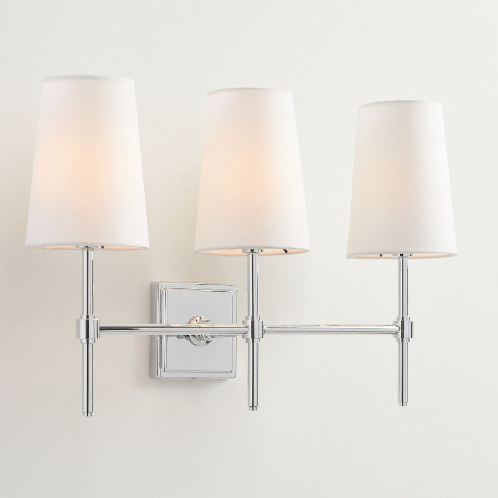 Derlina White Linen Shades Wall Lamp – Retro Metal Multi-Head Lighting Fixture