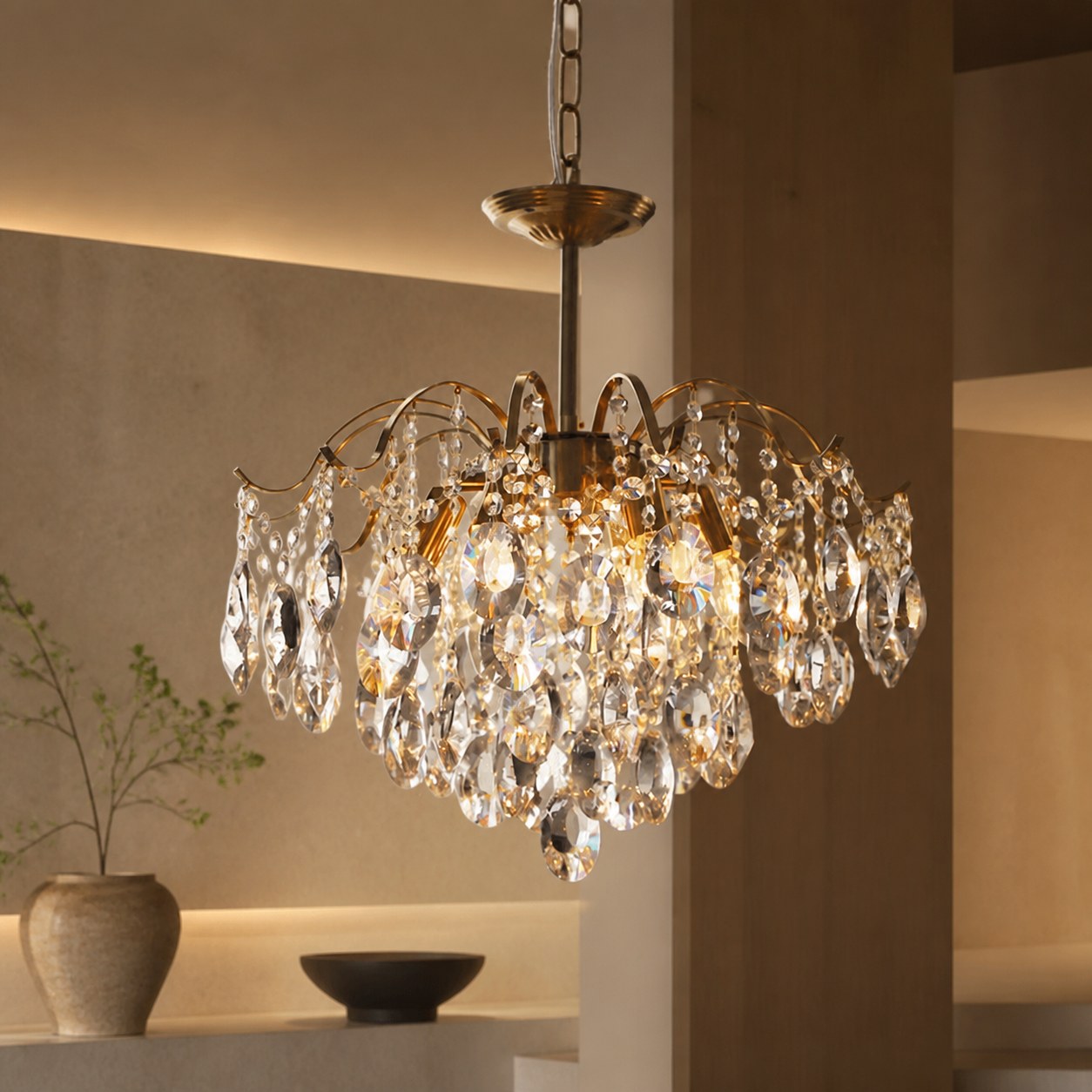 Vintage Sumptuous Teardrop Crystal Chandelier