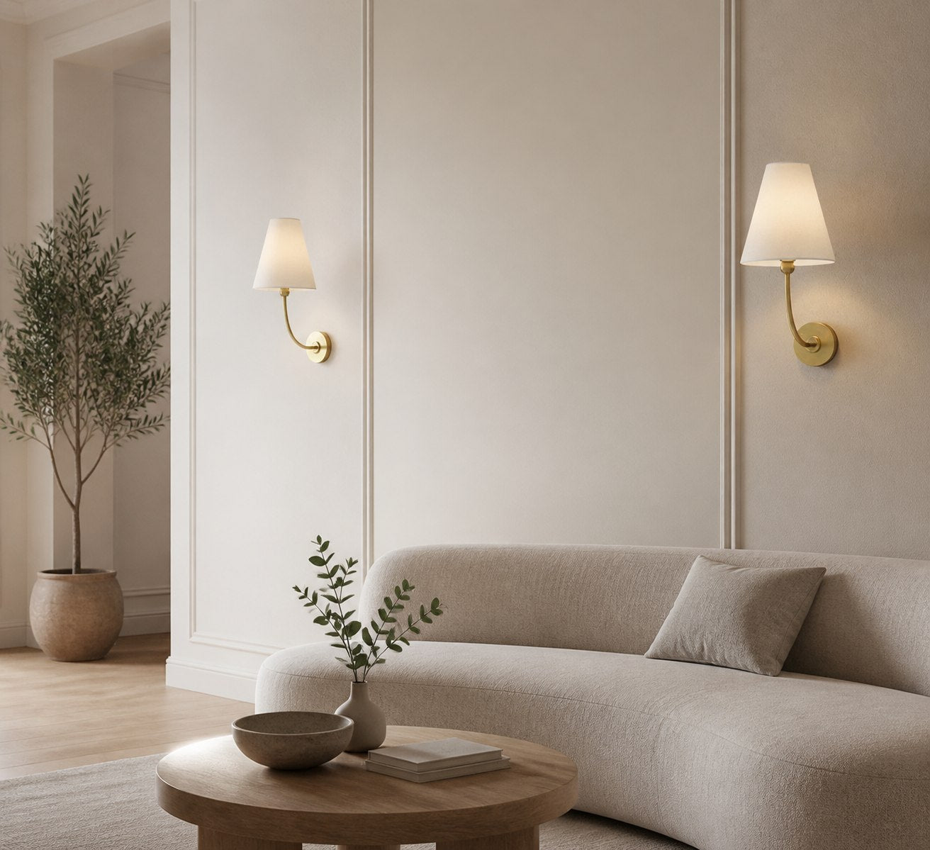 Roven Rechargeable Wall Sconce - Modern Cordless Fabric Shade for Bedroom