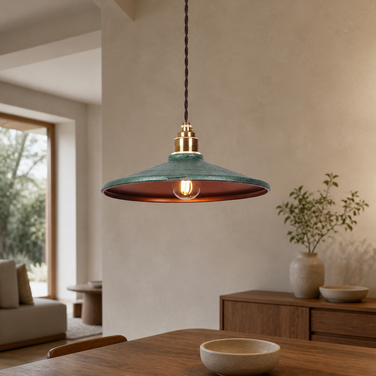 Rustic Saucer Shade Pendant Light