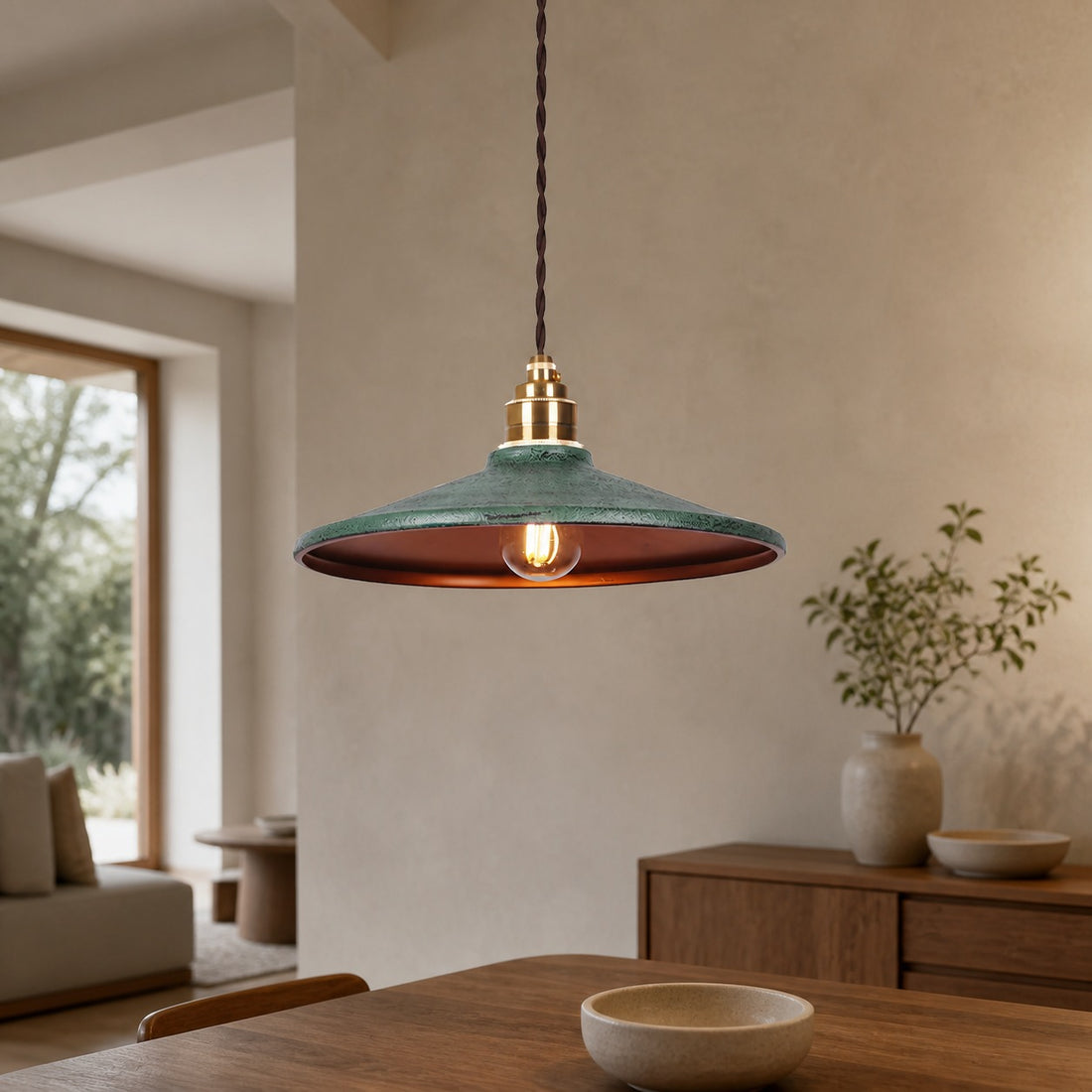 Rustic Saucer Shade Pendant Light