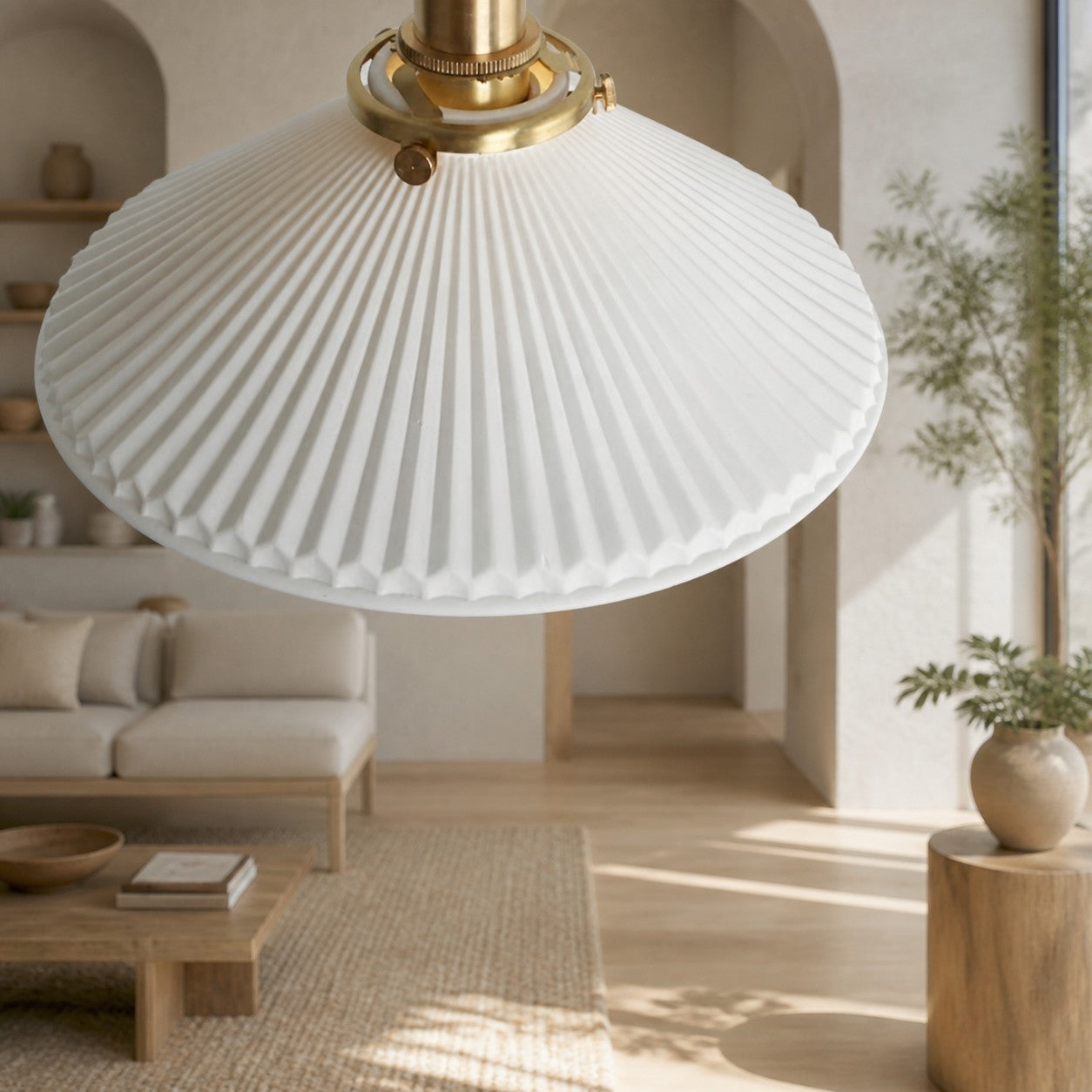 Cerelle Pleated Ceramic Wall Light – Sculptural Ribbed Design Sconce for Bedroom or Hallway N30