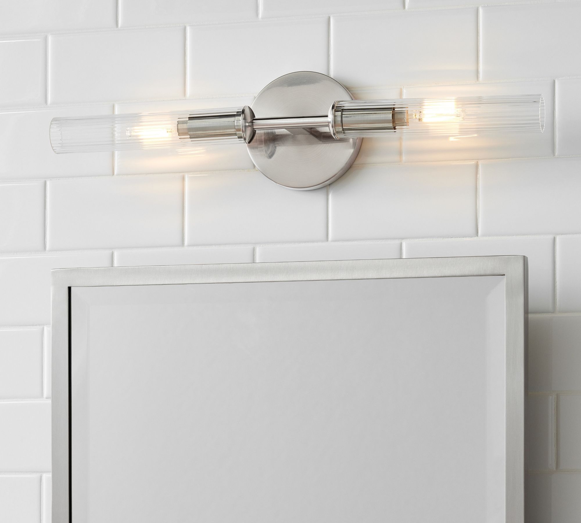 Bravira Ribbed Glass Wall Lamp - Tube Metal Light in Classic Finishes