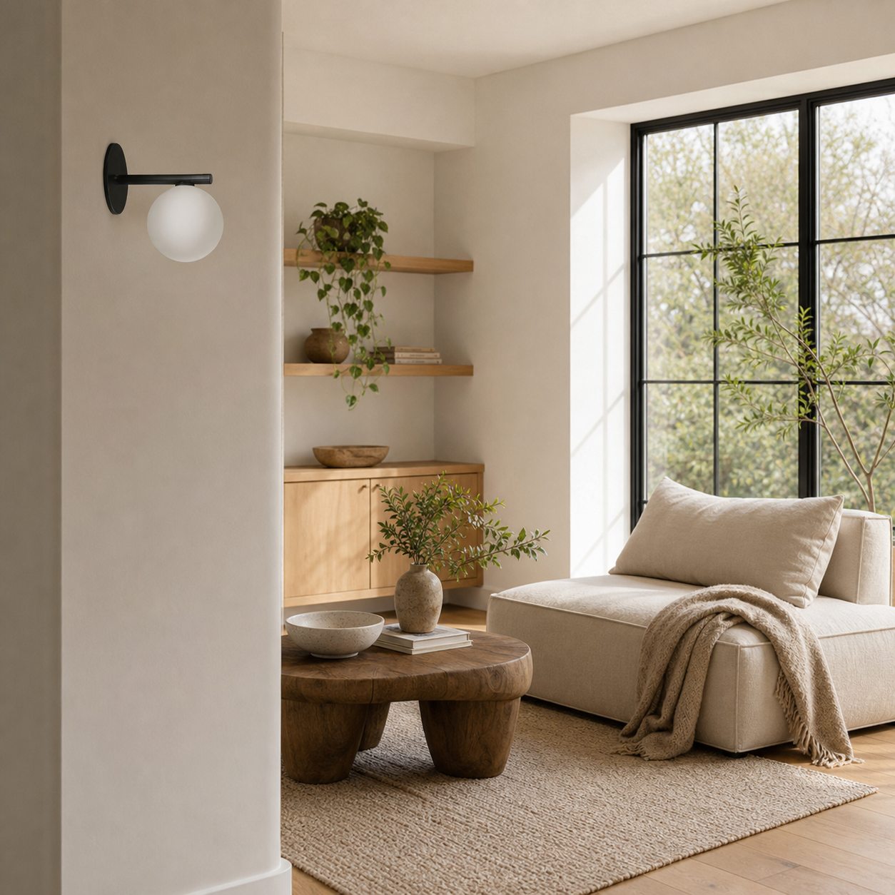Glorica Glass Wall Sconce - Frosted Globe Light