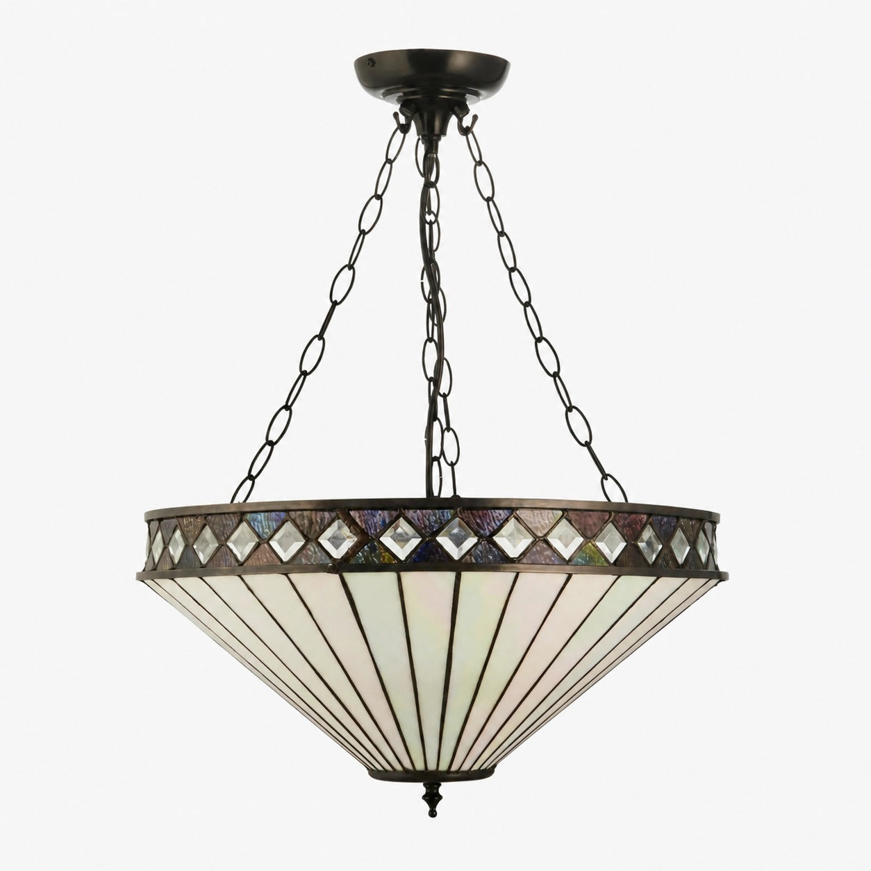 TF Fargo Adjustable Pendant with Stained-Glass Inspired Inverted Shade for Island and Dining