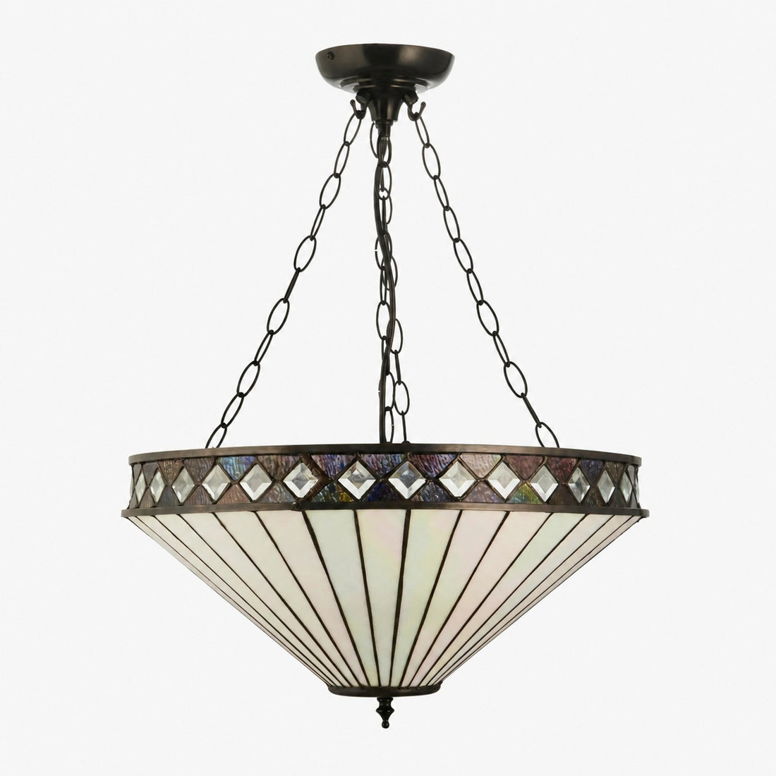 TF Fargo Adjustable Pendant with Stained-Glass Inspired Inverted Shade for Island and Dining