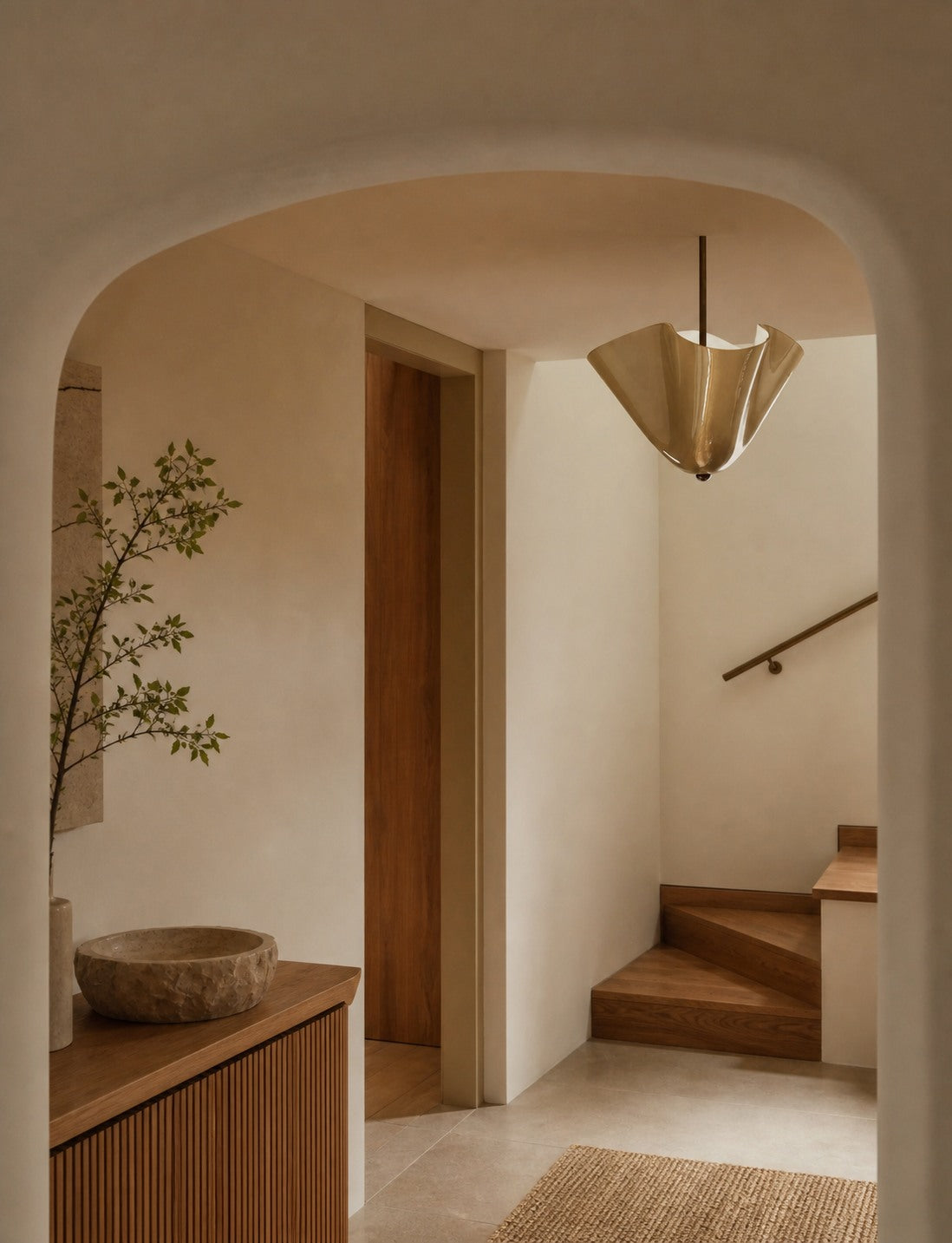 Bellina Radner Pendant Light – Colored Glass Shade with Brass Detail for Modern Spaces