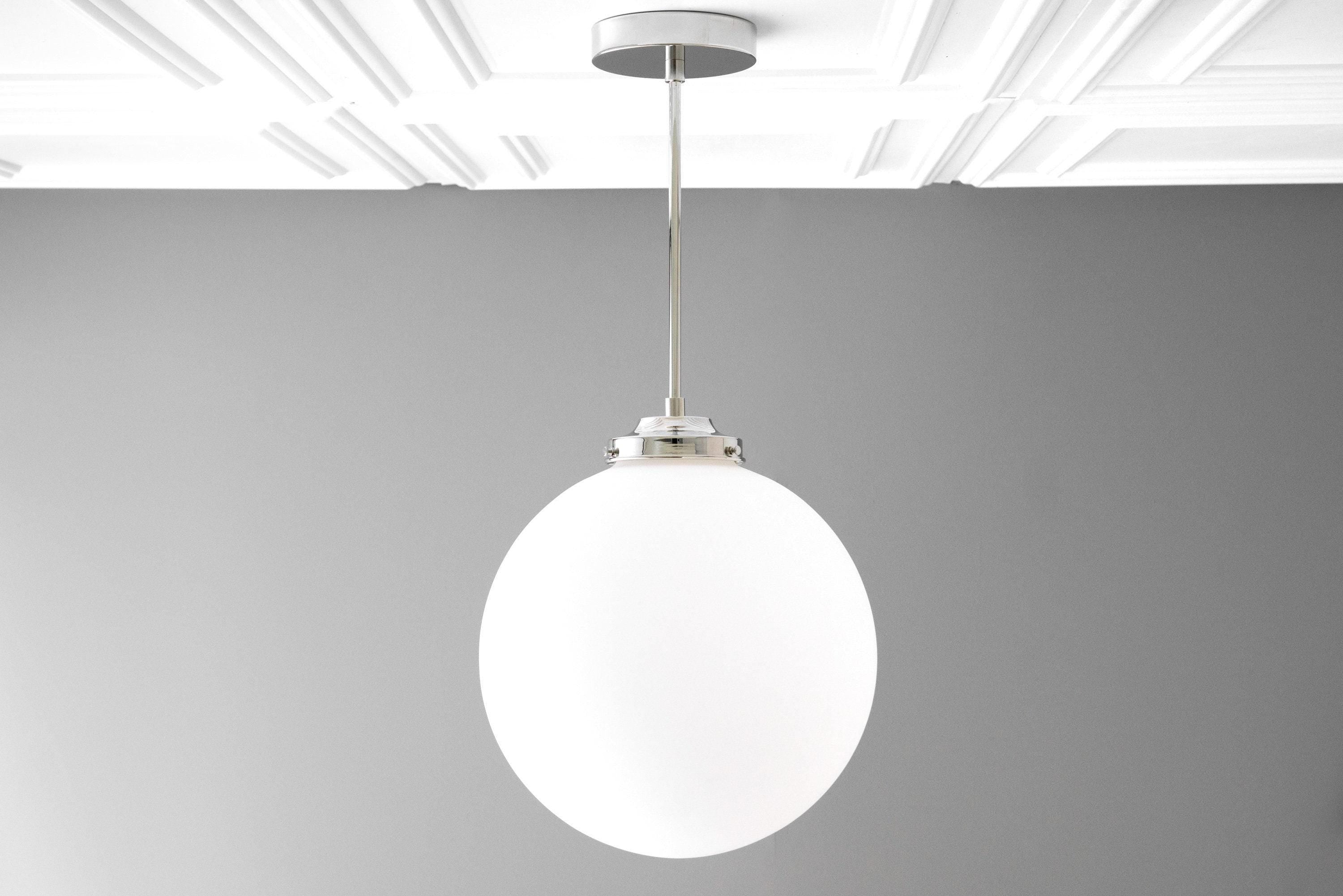 Glorica Glass 12 Inch Globe Ceiling Light - Frosted Glass Art Deco Pendant And Flush Mount