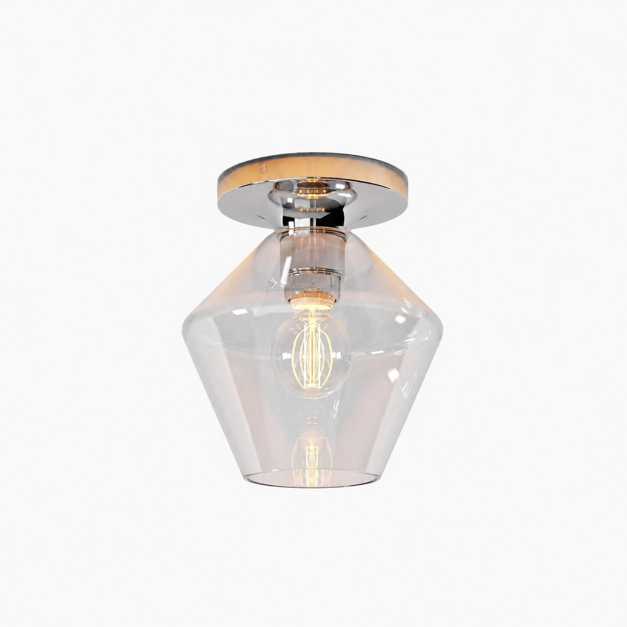 Merin Minimalist Sleek Geometric Glass Flushmount Light