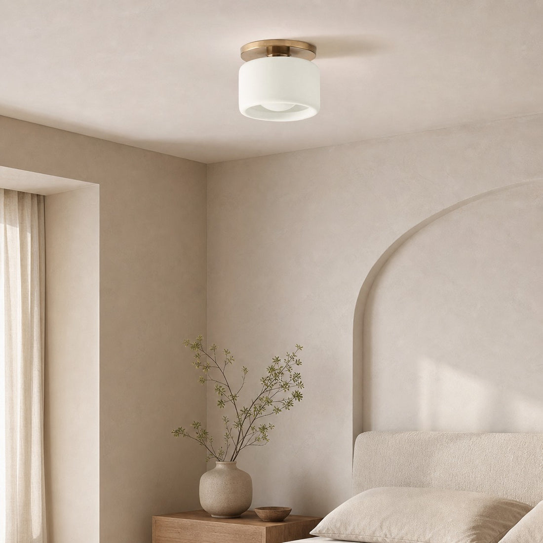 Cerova Modern Porcelain Flush Mount Ceiling Light– Elegant Ivory Shade