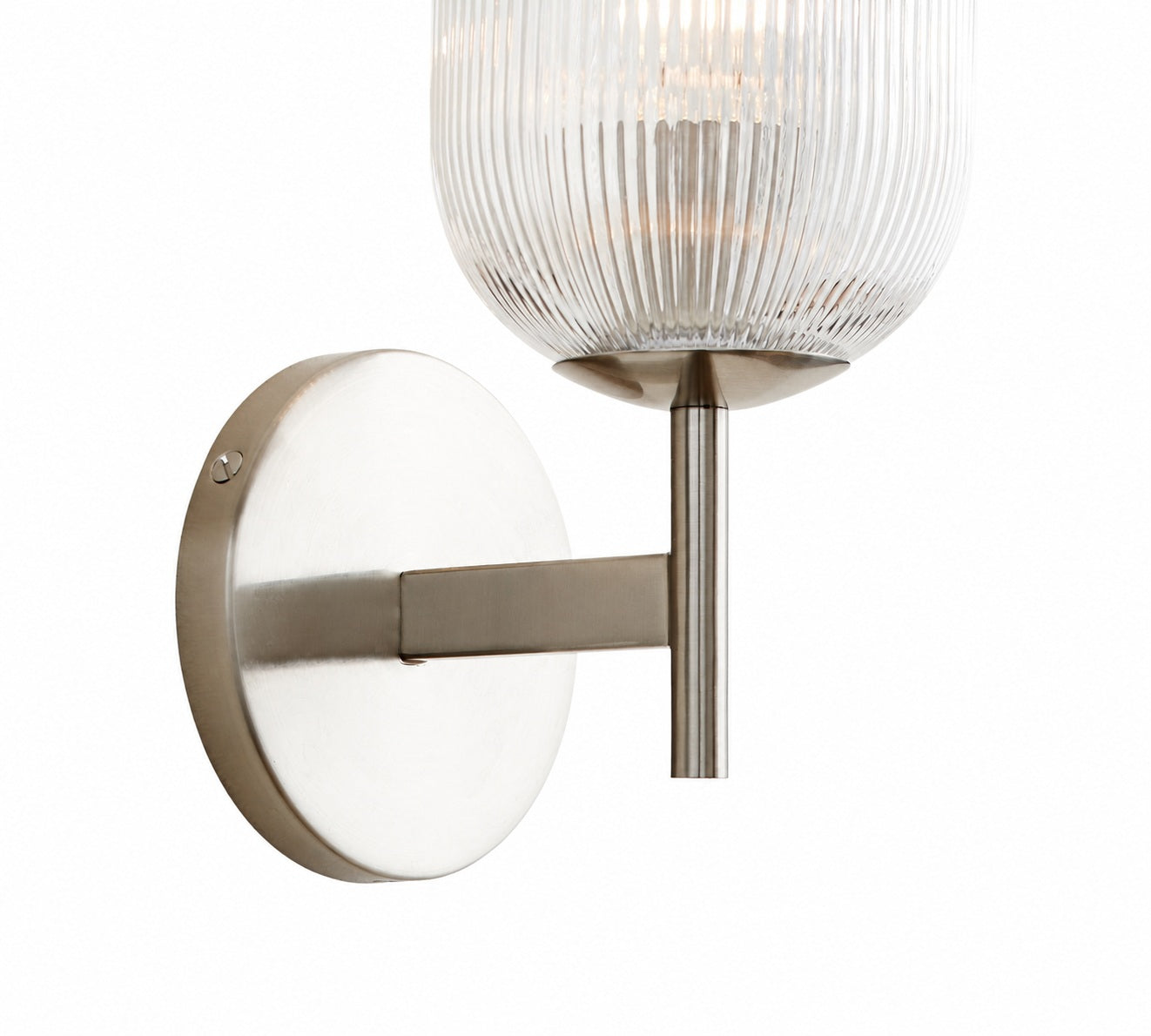 Bravira Ribbed Glass Sconce - Metal Wall Light with Clear Glass Shade