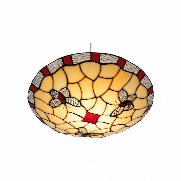 TF Butterfly Pendant Lamp - Decorative Stained Glass Pendant Light for Bedroom or Entryway