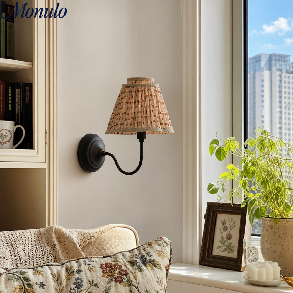 Solmire Contemporary Fabric Wall Sconce Fabric Metal Wall Light for Bedroom and Hallway Study Room