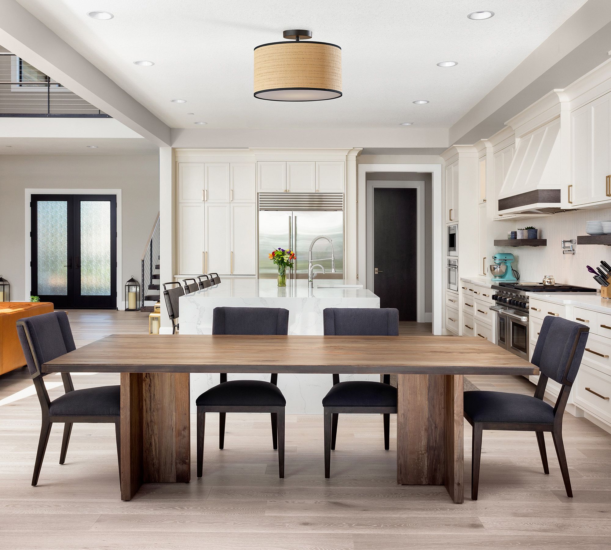 Dumora Drum Shade Ceiling Light - Natural Woven Paper Flush Mount