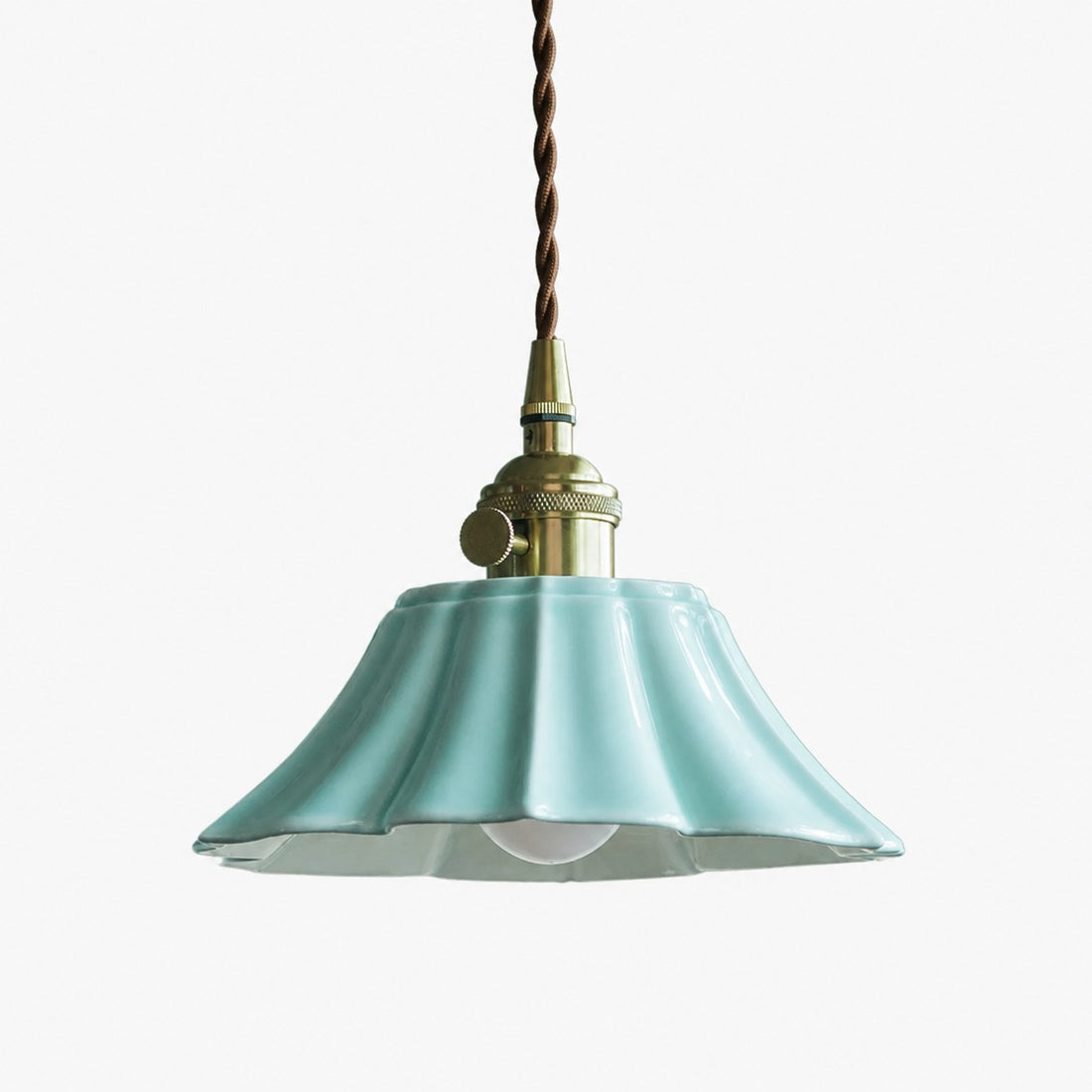 Vintage Celadon Ceramic Lotus Pendant Light
