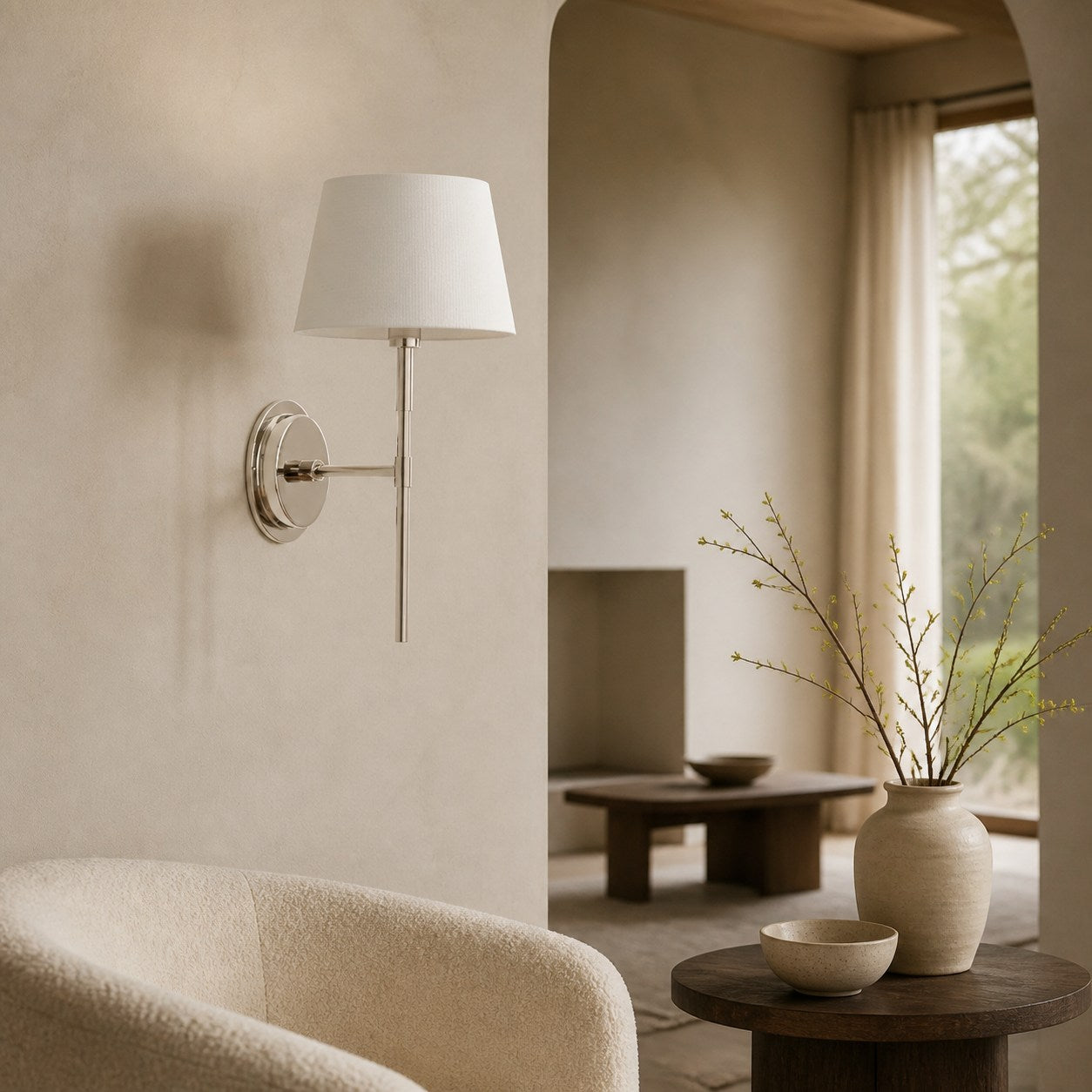 Cremaris Metal Wall Light with Fabric Shade - Timeless Sconce for Interior Lighting