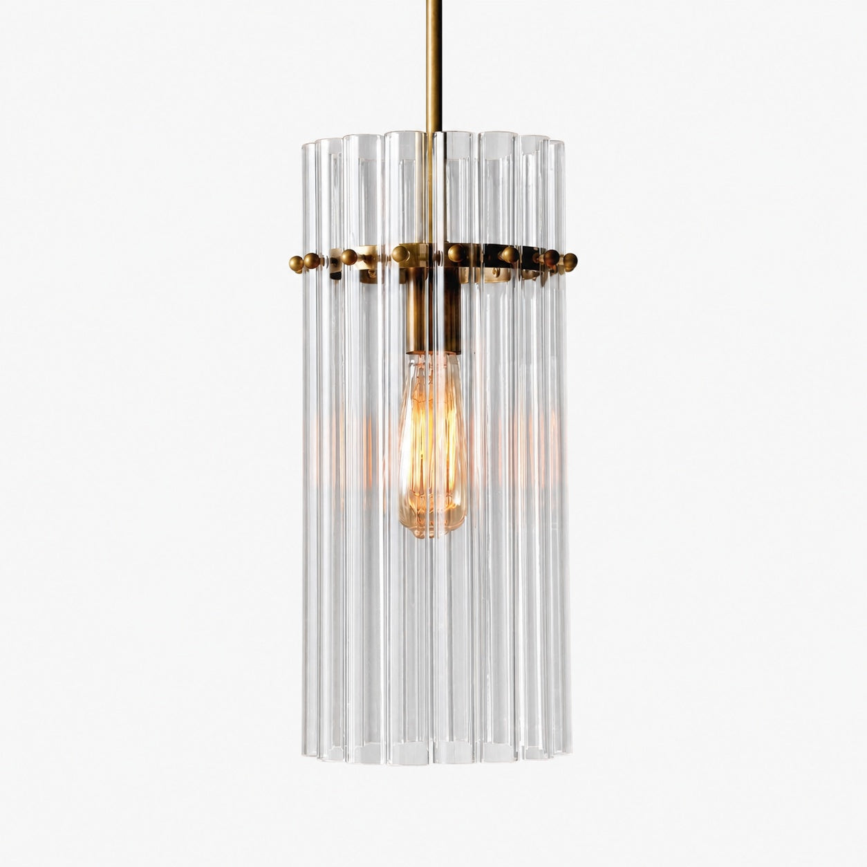 Lumora Crystal Pendant Light – Elegant Tumbled Brass & Cut Glass