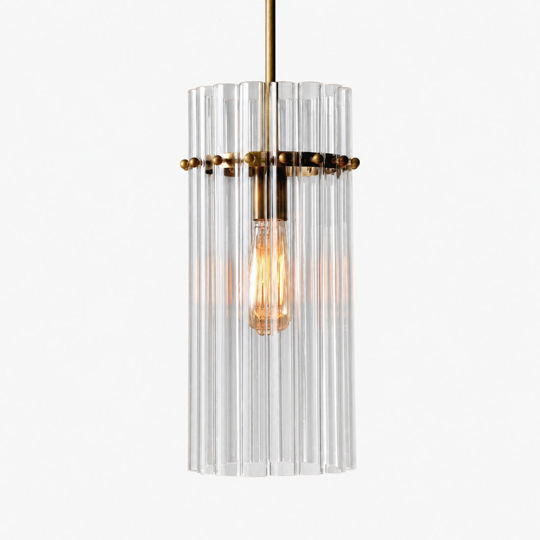 Lumora Crystal Pendant Light – Elegant Tumbled Brass & Cut Glass