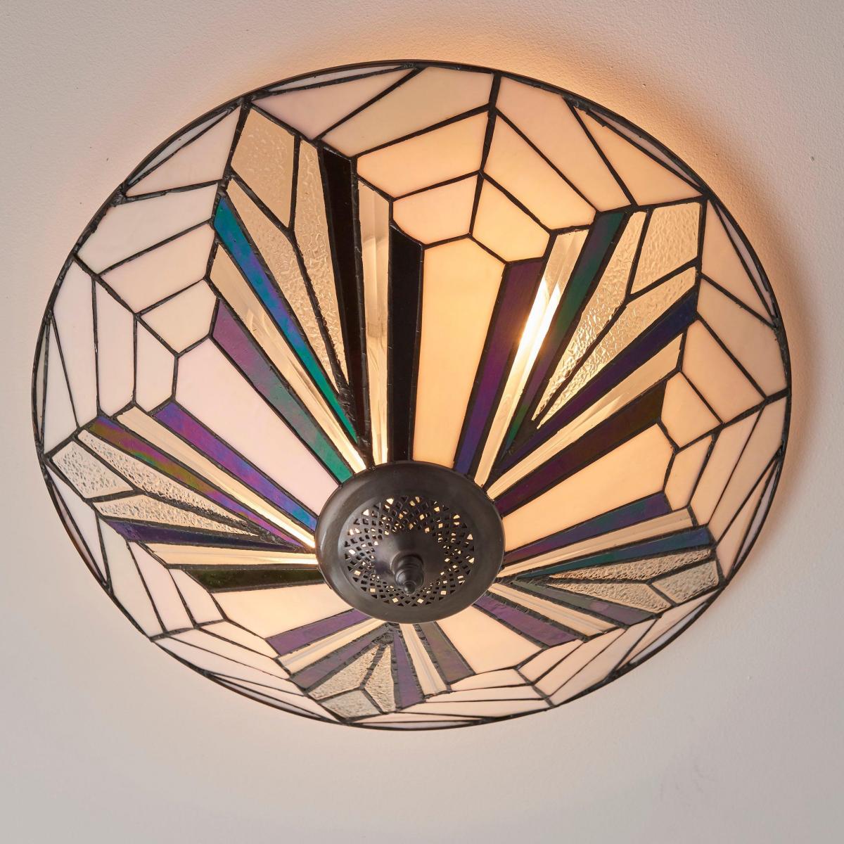 TF Astoria Modern Deco Flush Mount Ceiling Light with Textured Glass – Elegant Home Lighting Fixture