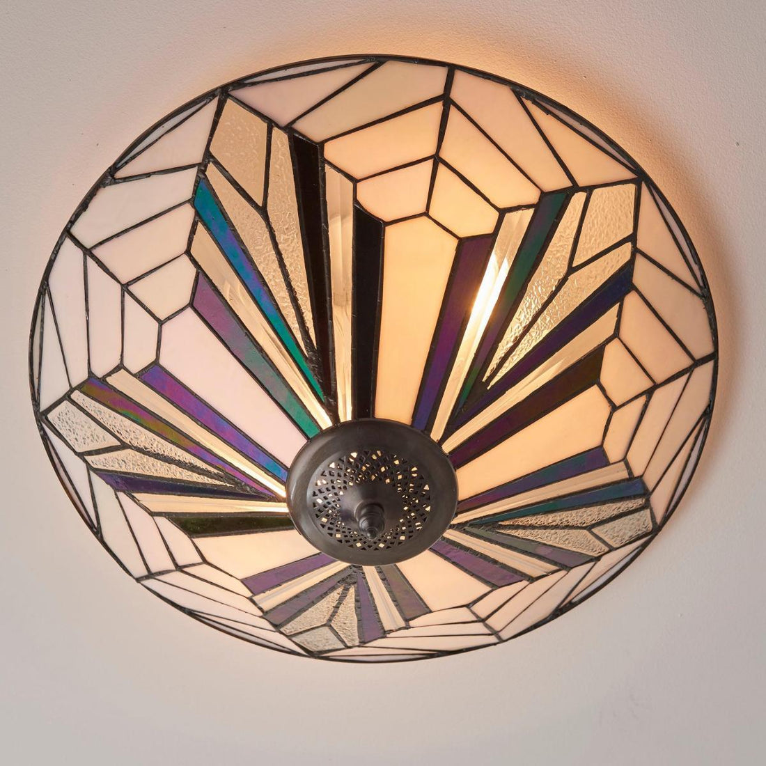 TF Astoria Modern Deco Flush Mount Ceiling Light with Textured Glass – Elegant Home Lighting Fixture