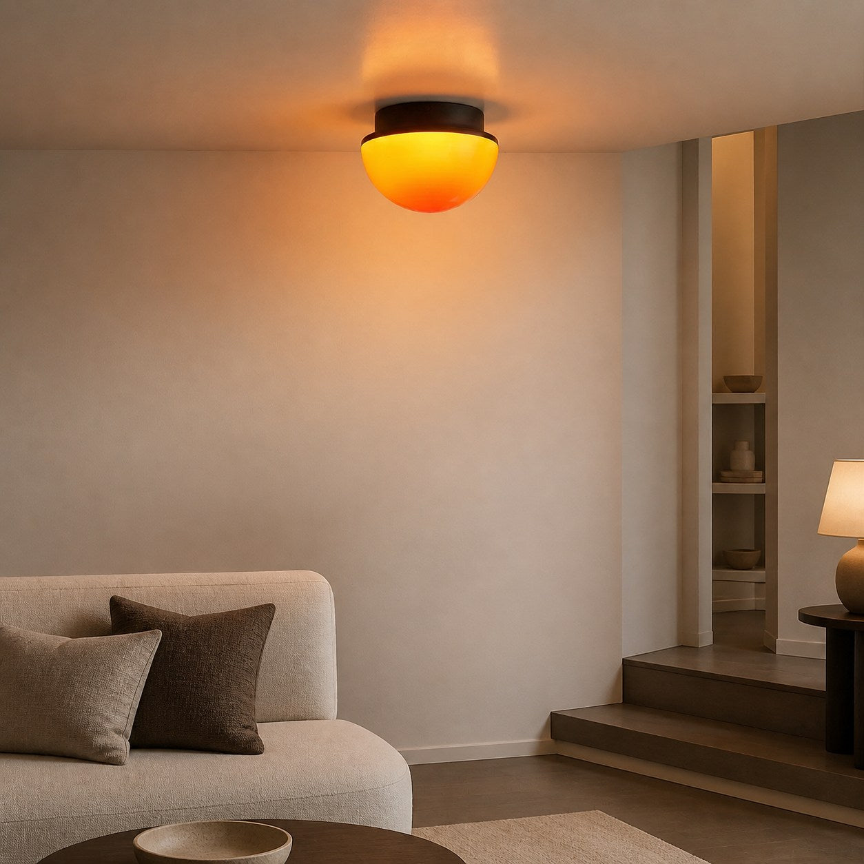 Sunset Glow Acrylic LED Ceiling Light with Ambient Dome for Living Room and Bedroom