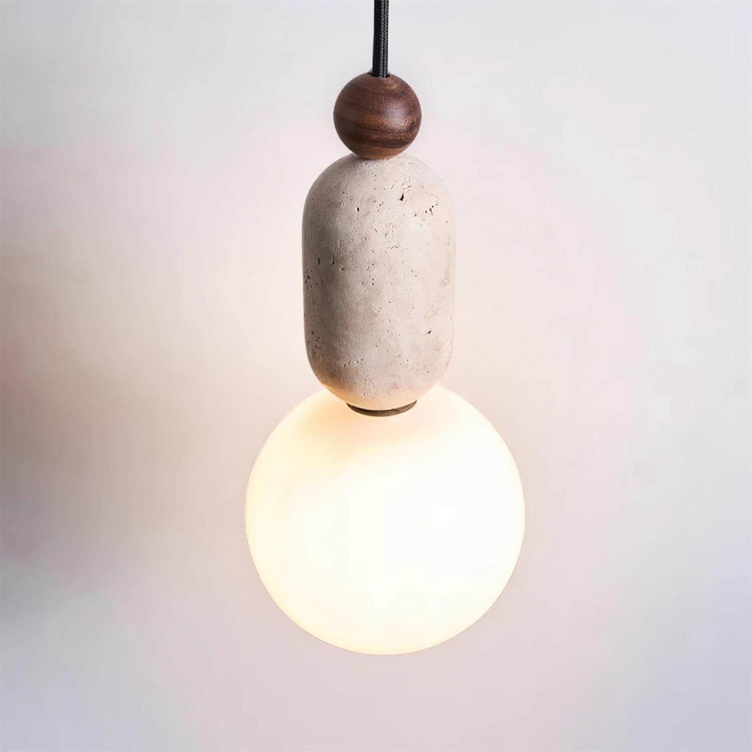 Wabi Sabi Travertine Glass Ball Pendant Light