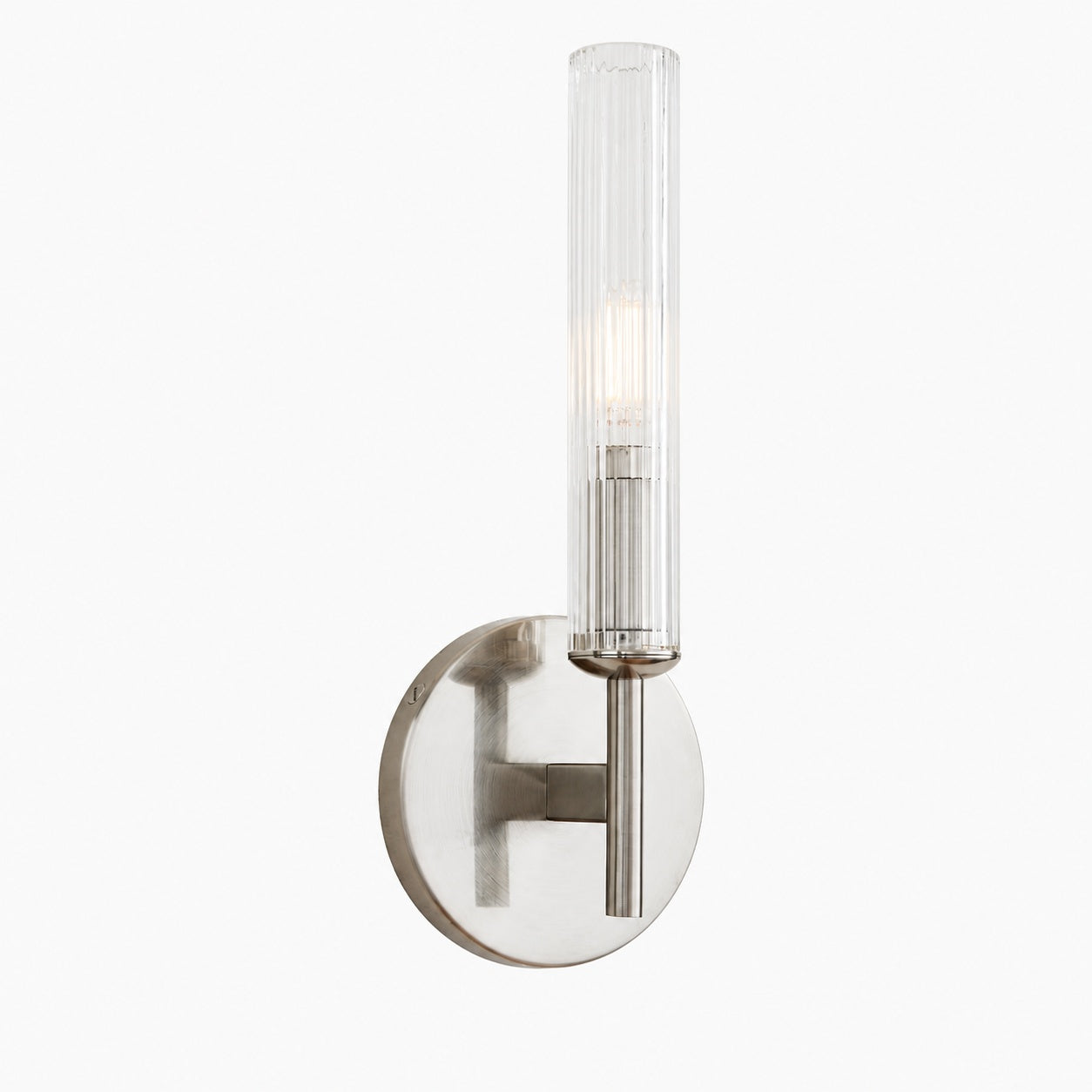 Bravira Ribbed Glass Wall Lamp - Tube Metal Light in Classic Finishes