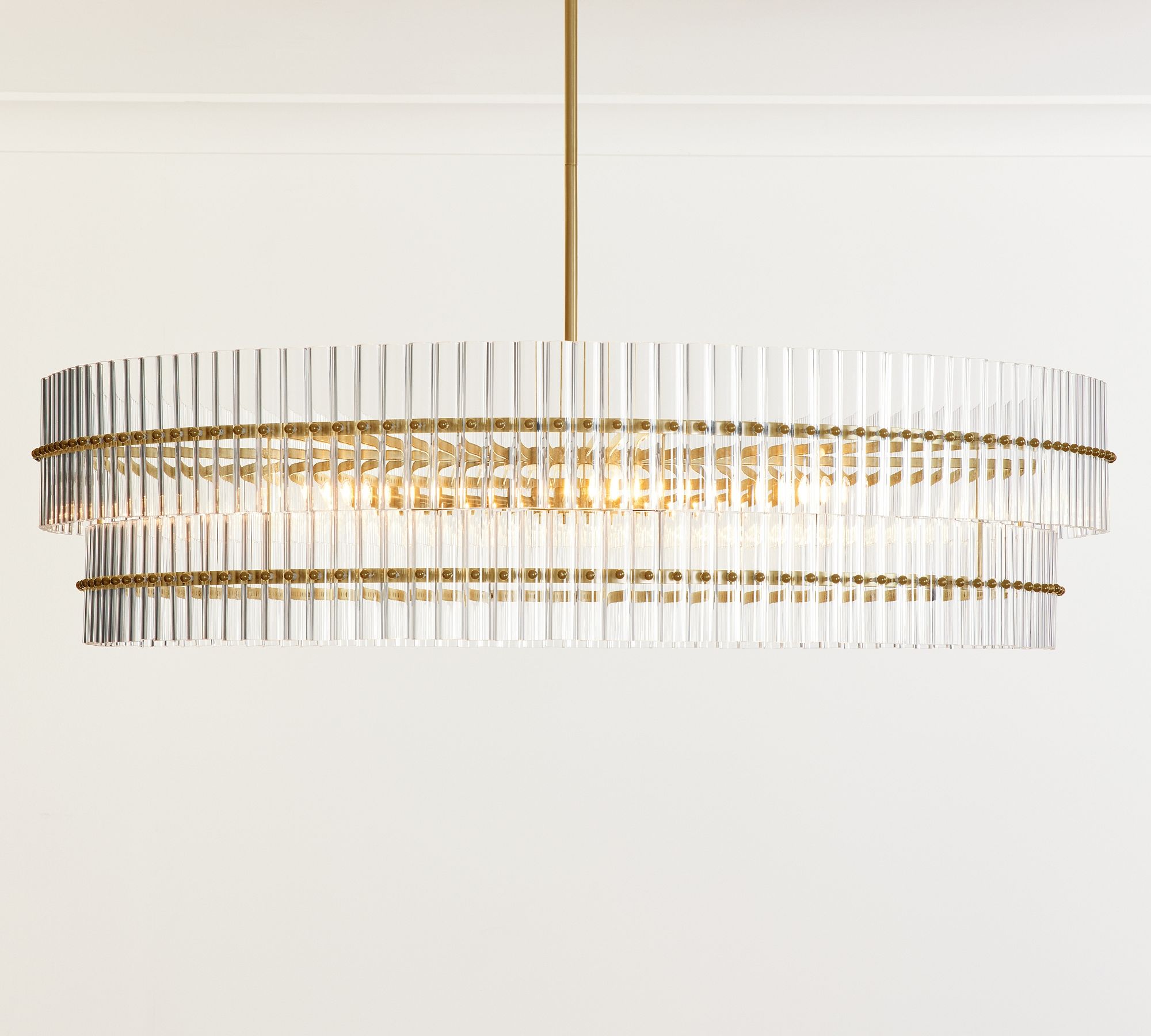 Lumora Crystal Pendant Light – Elegant Tumbled Brass & Cut Glass