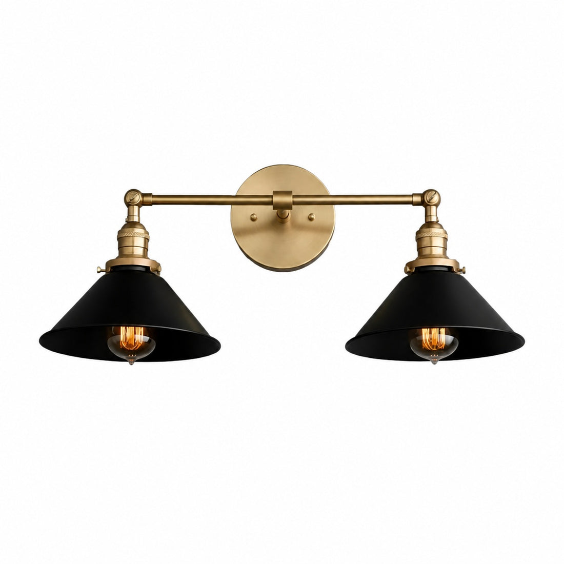 Conique Metal Industrial Wall Sconce with Dual Cone Shades - Vintage Metal Finish