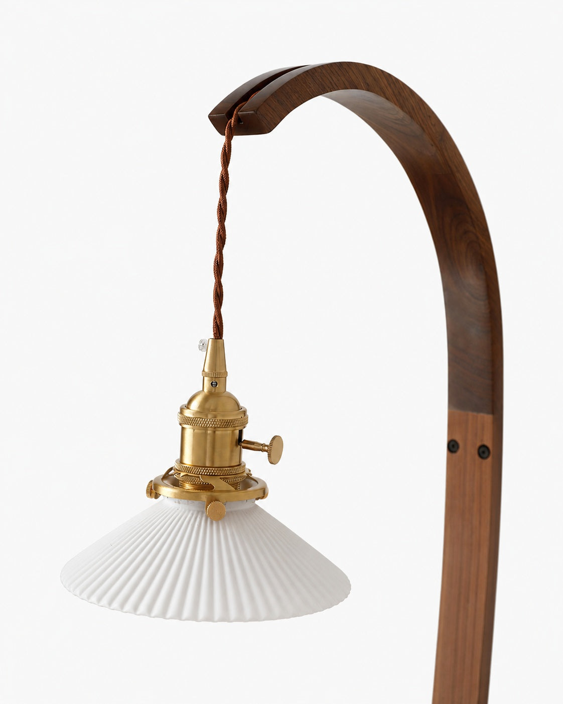 Curved Walnut Ceramic Plug-in Wall Light