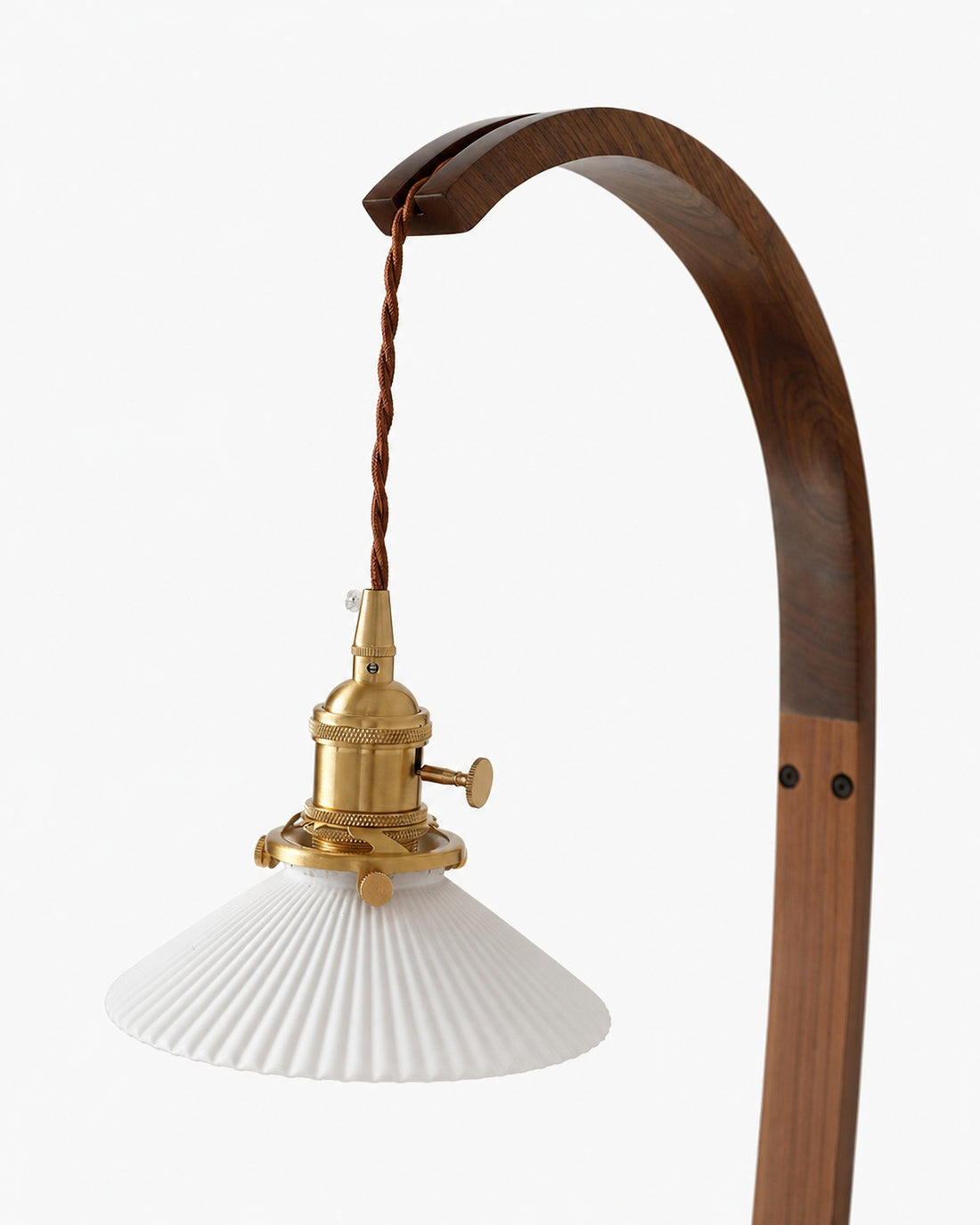 Curved Walnut Ceramic Plug-in Wall Light