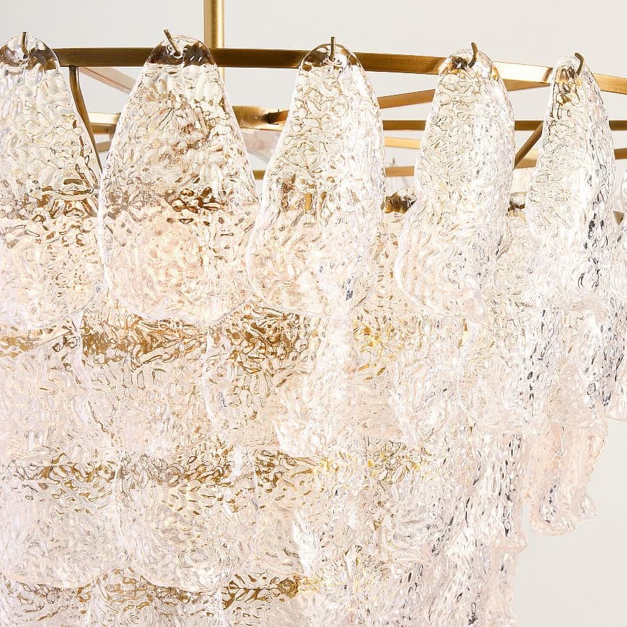 Lumvey Glass Round Chandelier - Elegant Pendant Light for Dining Room and Living Room