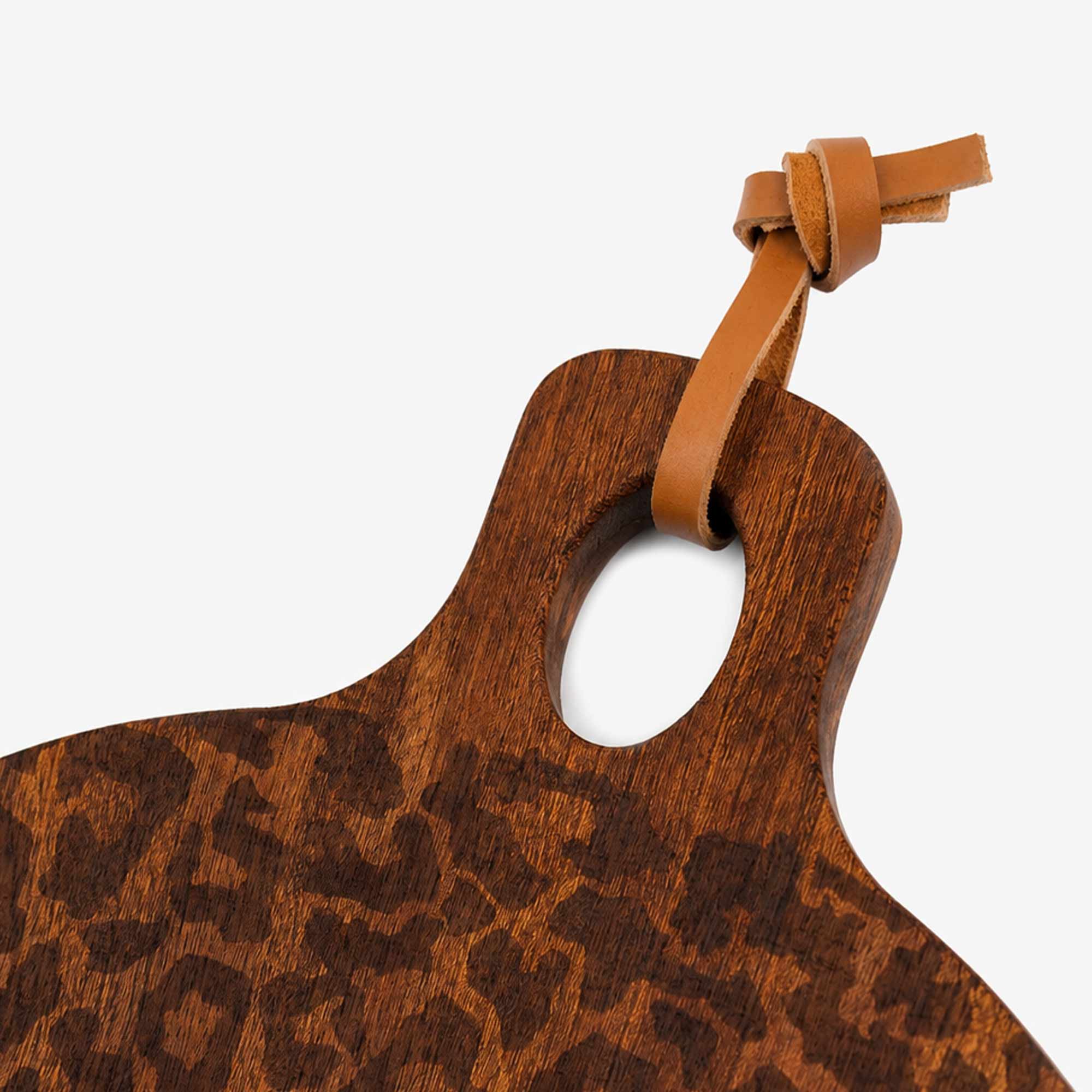Lepwood Premium Leopard Print Sapele Wood Chopping Serving Board for Table Styling and Entertaining