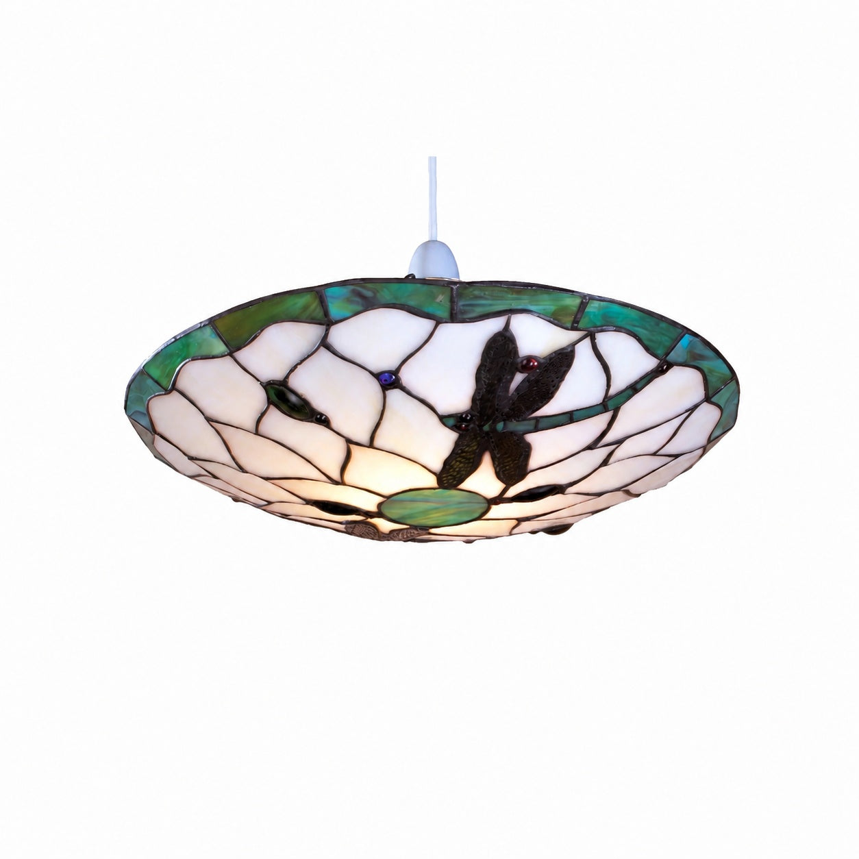 TF Butterfly Pendant Lamp - Decorative Stained Glass Pendant Light for Bedroom or Entryway