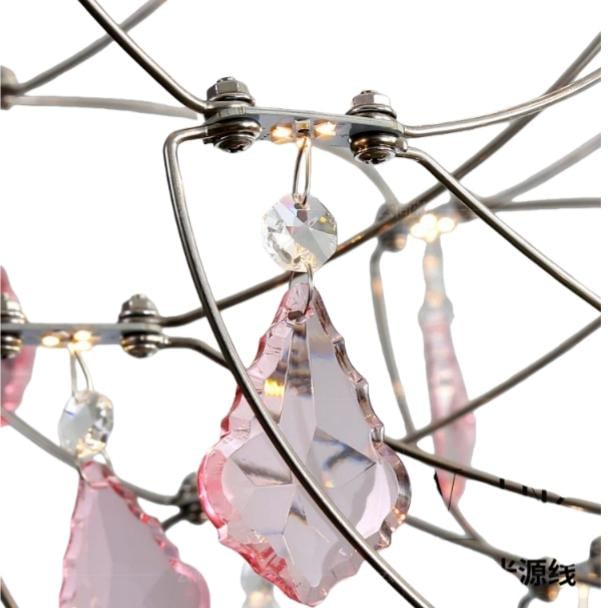 Crynora French Crystal Chandelier - Romantic Firefly Design in Luxe Style for Dining Room or Bedroom