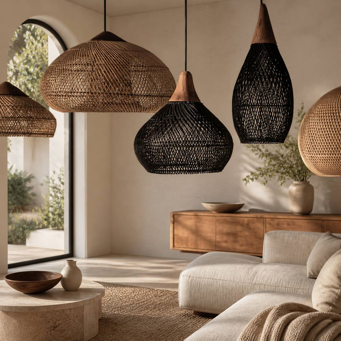 Harp Braided Rattan Pendant Lamp