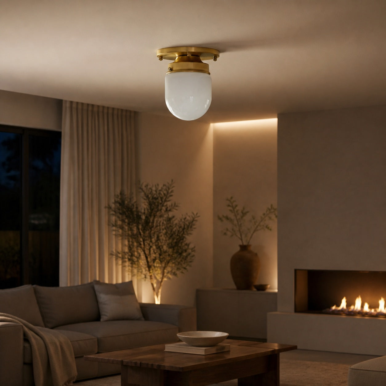 Opalume Glass Flush Mount Ceiling and Wall Light - Art Deco Small Globe Fixture