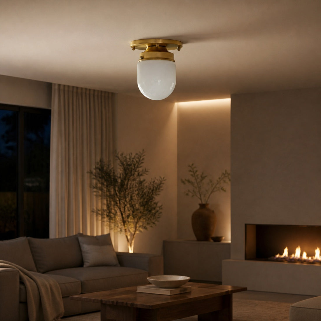Opalume Glass Flush Mount Ceiling and Wall Light - Art Deco Small Globe Fixture