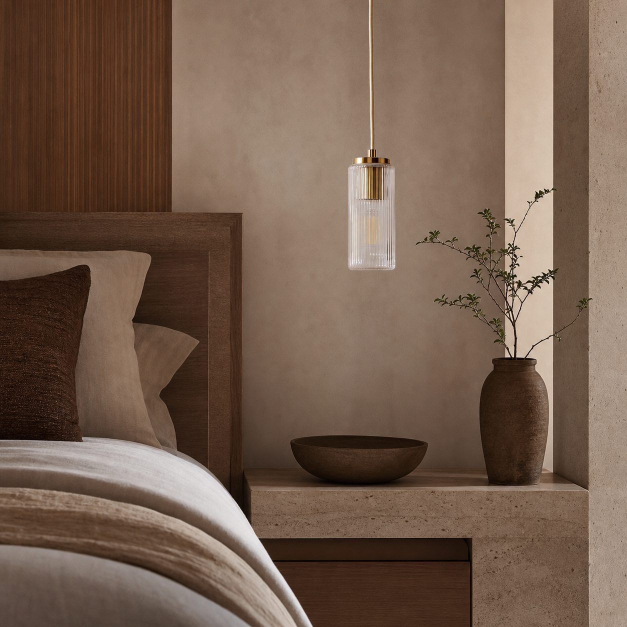 Rivora Fluted Glass Pendant Light – Modern Ribbed Shade